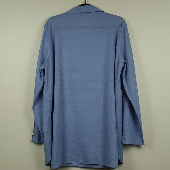 Fresh Produce Blue Cotton Button Front Popover Tunic Blouse Top - Picture 12 of 14